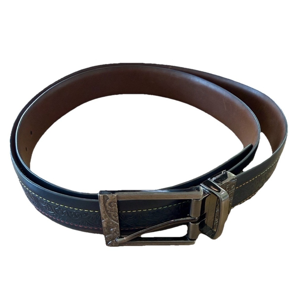 Robert Graham Genuine Leather Belt 50/52 Black Paisley